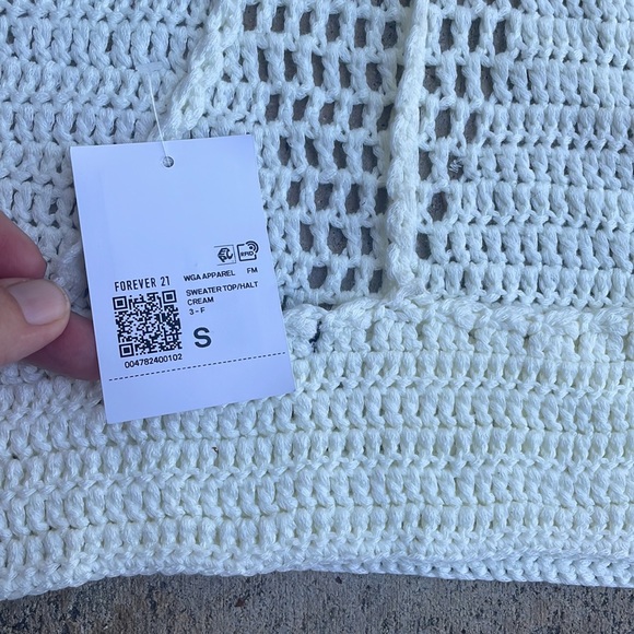 Crochet crop top cream small new with tags boho - Picture 3 of 5